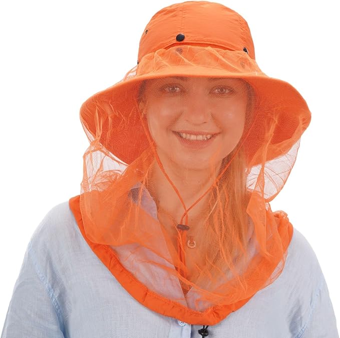 USHAKE Head Net Hat, Safari Hat Sun Hat Bucket Hat with Hidden Net Mesh
