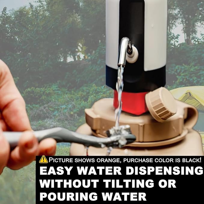 Water Pump Faucet Adapter Kit for Scepter，Camping Water Jug with Spigot for Camping and Emergency Water Jugs for Scepter Brand 10L 20L Jerry Can (Black)