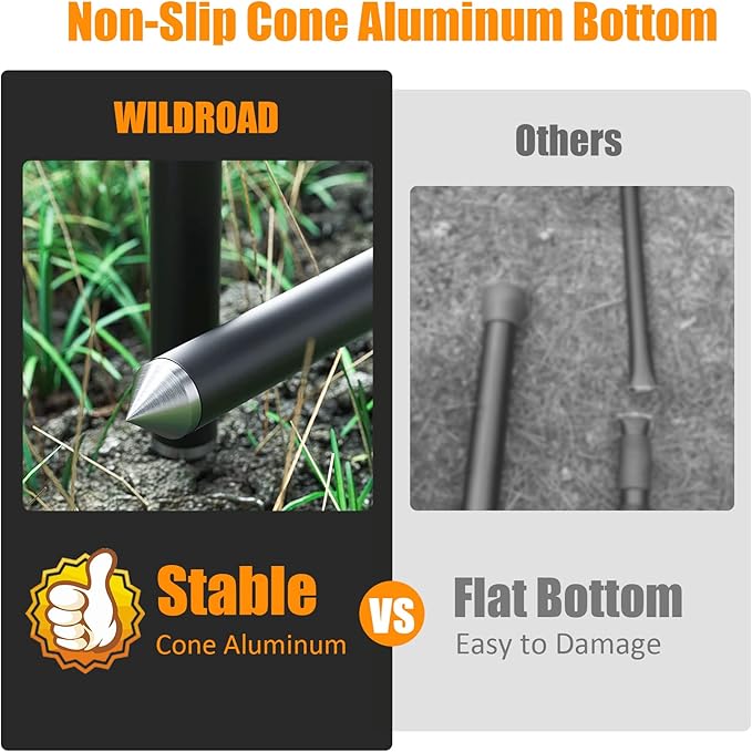 WILDROAD Tarp Poles Tent Poles Canopy Poles 8.37 ft, Telescoping Aluminum Poles with Non-Slip Aluminum Cone Bottom, Portable and Lightweight Camping Gear for Camping and Awnings, Set of 2