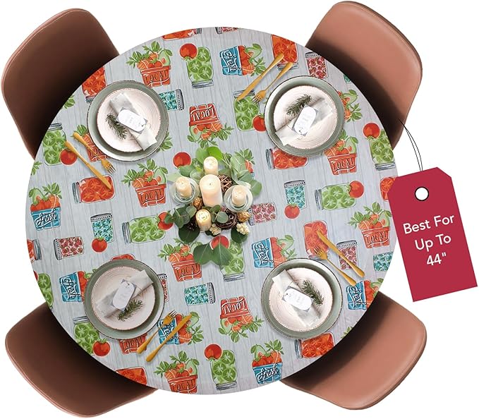 LAMINET Elastic Fitted Table Cover - Garden to Table - Small Round - Fits Tables up to 44" Diameter