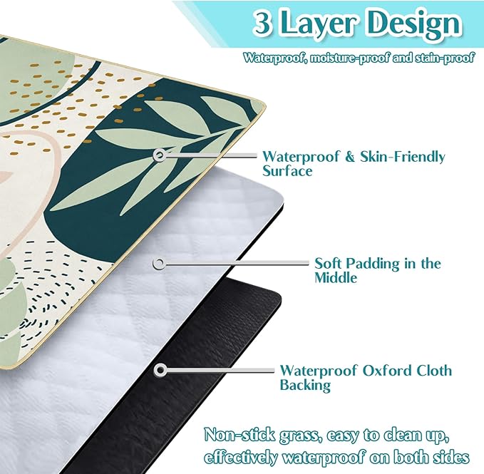 Green Botanical Picnic Blankets Waterproof Foldable, 60″X80″Boho Thick Picnic Mat Outdoor Blanket for Grass, Leaves Beach Blanket Sandproof Picnic Accessories for Camping Party Park Travel