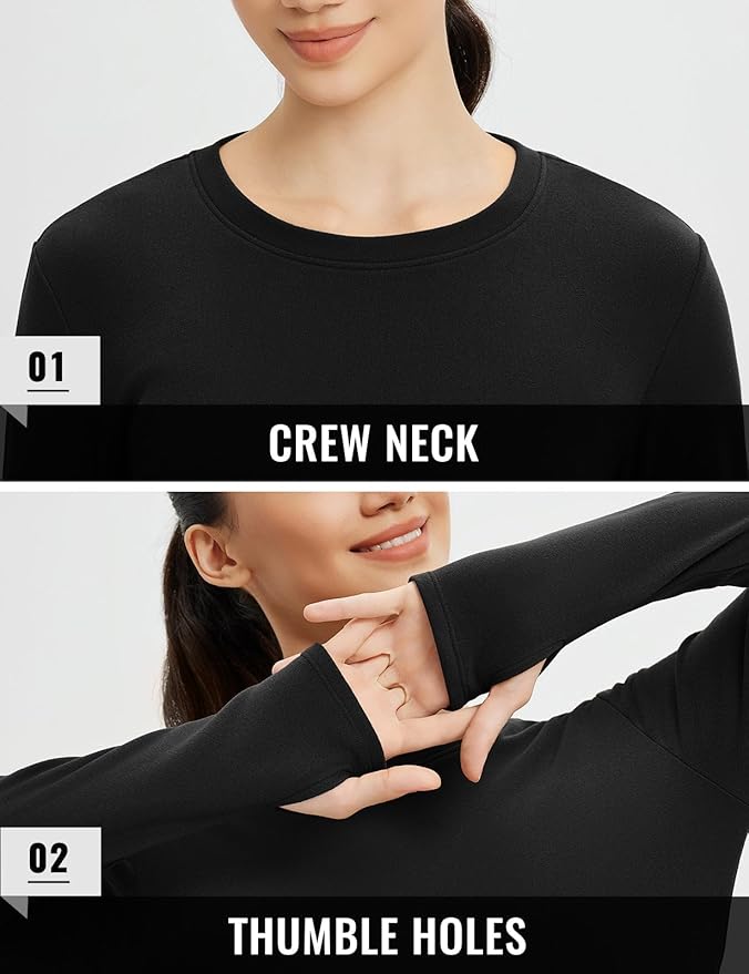 baleaf Womens Thermal Shirts Fleece Lined Long Sleeve Tops Workout Base Layer Slim Fit Cold Weather Gear