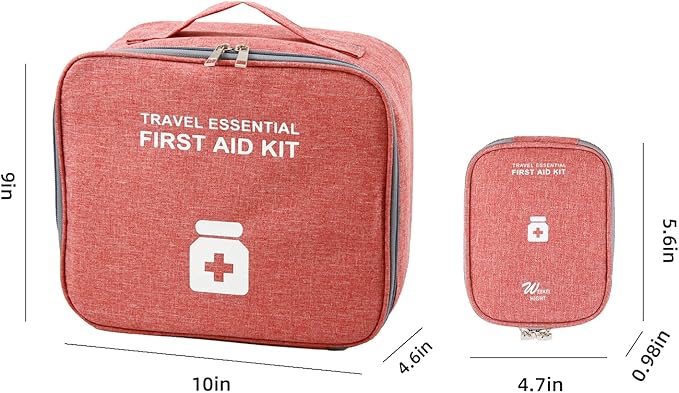 Empty First Aid Bags, Travel Medicine Bag, Medical Supplies Organizer Bag, Portable Kit for Traveling, Car, Home, Camping, Office, Hiking, Outdoor (Cationic Wine Red)