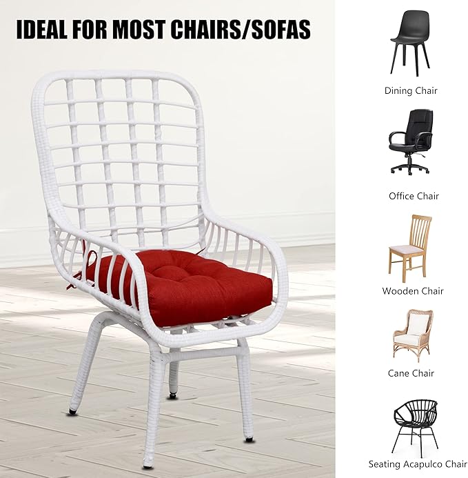 RACE LEAF 17" x 17" Patio Chair Seat Pads Red - Outdoor/Indoor Patio Cushions Set of 2 - Replacement Cushions for Chairs and Seating - Olefin Seat Pads for Porch, Deck, and Garden Seats