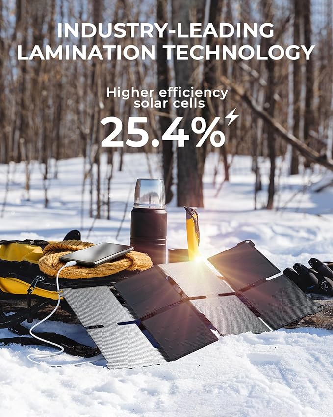 [Pocket-Size]BigBlue Portable 25W Solar Panel Charger, Folding Solar Charger with USB-A and USB-C Ports, IP68 Waterproof Solar Panel for Backpacking Compatible with Cellphones, Tablets, Power Bank etc