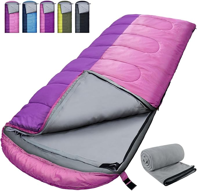 XL 10 Degree Sleeping Bags Waterproof for Adults 350GSM Machine Washable with Compression Sack for 3-4 Season Camping Outdoor