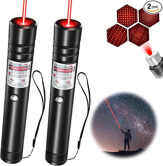 [2 Packs] Rechargeable Red Line Light Flashlight Long Distance Range for TV/LED/LCD Screens Tactical Flashlights Presentation Office/Outdoors/Astronomic/Construction [001]
