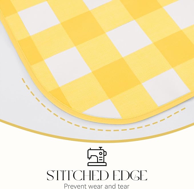 MOSAYT Rectangle Vinyl Tablecloth, 100% Waterproof Buffalo Gingham Plastic Table Cloth, Heavy Duty Wipeable Table Covers for Picnic, Outdoor, Camping - 54 x 78, Yellow