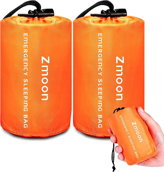 Zmoon Emergency Sleeping Bag Survival Bag, Portable Waterproof Thermal Bivy Sacks,Bivvy Bags,Camping Mylar Sleeping Bag Survival Gear Emergency Blankets Survival Shelter