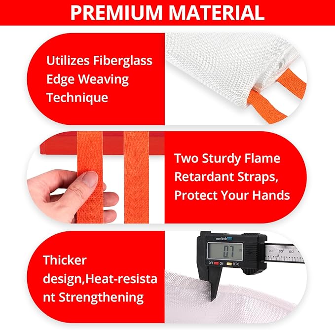 SecuCaptain Emergency Fire Blanket for Home and Kitchen - 12 Pack 40"x40" Flame Suppression Fiberglass Fire Blankets for House Camping Car Warehouse Office Emergency Survival Safety