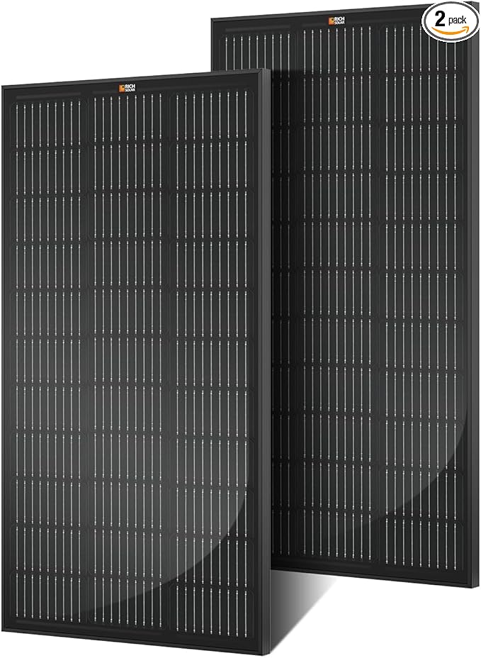 RICH SOLAR 200 Watt 12 Volt Monocrystalline Solar Panel 2 Pack of 9BB Cell 100W High Efficiency Solar Module Charge Battery for RV Trailer Camper Marine Off Grid All Black