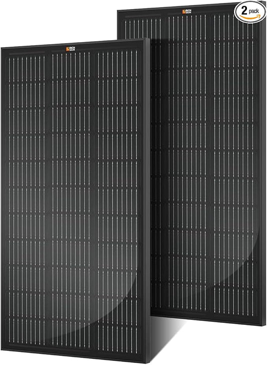RICH SOLAR 200 Watt 12 Volt Monocrystalline Solar Panel 2 Pack of 9BB Cell 100W High Efficiency Solar Module Charge Battery for RV Trailer Camper Marine Off Grid All Black