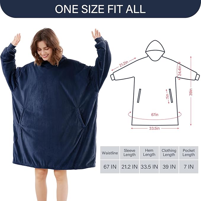 LetsFunny Blanket Hoodie,Oversized Wearable Sherpa Fleece Blanket Sweatshirt,Super Soft Warm Cozy with Giant Pocket,Gifts for Women Men Adults Teenagers Kids, One Size Fits All