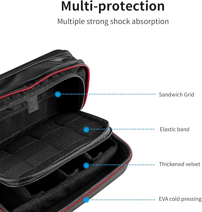 TELESIN Large Carry Case Carrying Travel Bag for GoPro Max Hero 13 12 11 10 9 8 7 6 5 DJI Action 3 4 5 Osmo Pocket 3 Insta360 X3 X4 X5 Go3 Ace Pro AKASO Battery Charger Strap Mount Accessories