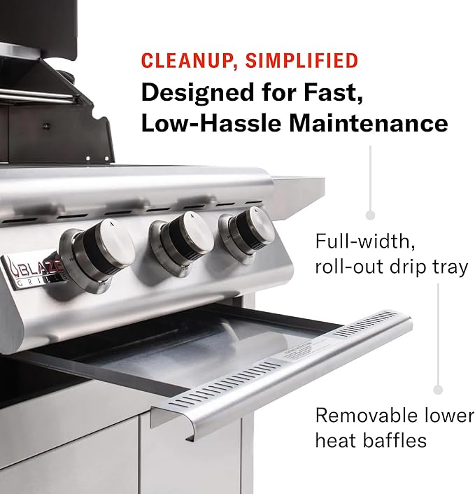 Blaze Prelude LBM Built-in Natural Gas Grill | 25-Inch 3-Burner BBQ with 42,000 BTUs | 304 Stainless Steel Construction | Flame Stabilizing Grids BLZ-3LBM-NG