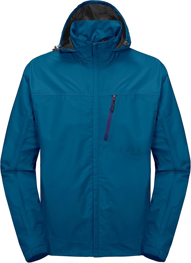 Little Donkey Andy Men's Waterproof Rain Jacket Outdoor Lightweight Hooded Raincoat for Hiking Golf Travel Fishing