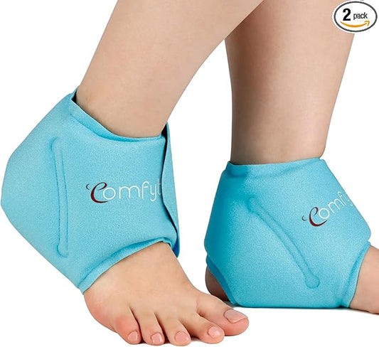 Comfytemp Ankle Ice Pack Wrap for Swelling, Plantar Fasciitis, Foot Pain Relief, Gel Packs for Injuries Reusable, Hot Cold Compression for Achilles Tendonitis, Sprain Ankles, Get Well Gift, 2 Packs