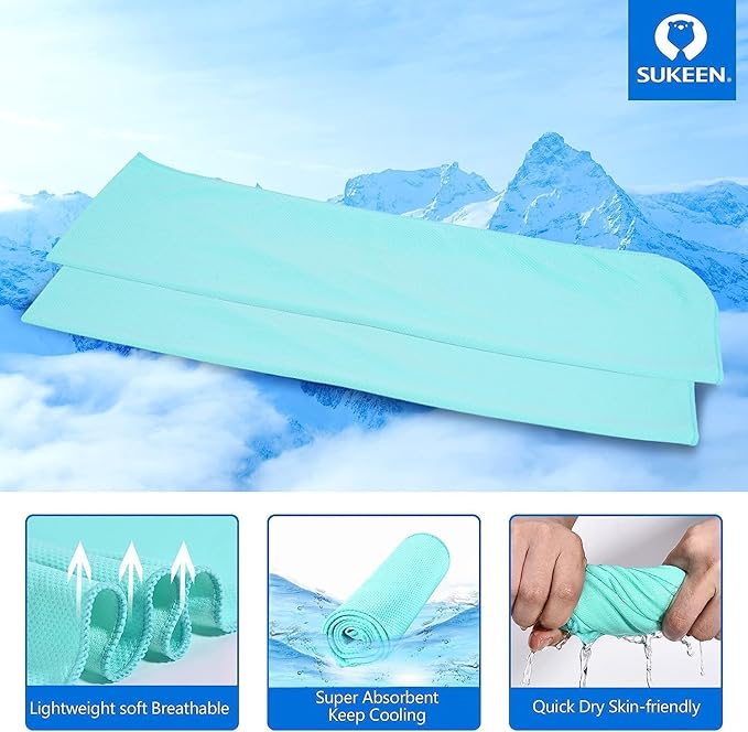 Sukeen Cooling Towel (40"x12"), Ice Towel Sets,Soft Breathable Chilly Towel,Microfiber Towel for Yoga,Sport,Running,Gym,Workout,Camping,Fitness,Workout & More Activities, 8 Pack