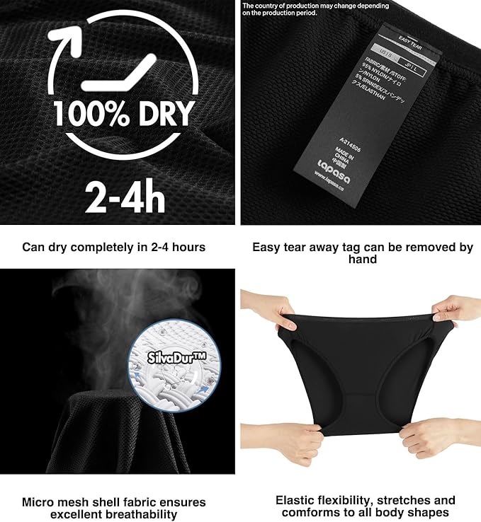 LAPASA Women's Quick Dry Travel Underwear Mesh Hiking Bikinis Activewear Stay Fresh Panties 5 Pack Terraversal L84