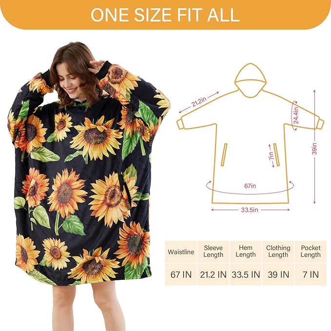LetsFunny Blanket Hoodie,Oversized Wearable Sherpa Fleece Blanket Sweatshirt,Super Soft Warm Cozy with Giant Pocket,Gifts for Women Men Adults Teenagers Kids, One Size Fits All