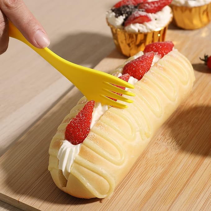 12Pcs Plastic Sporks Tritan Sporks 3 in 1 Travel Fork for Camping, Travel, Home, Restaurant (7 Inch)