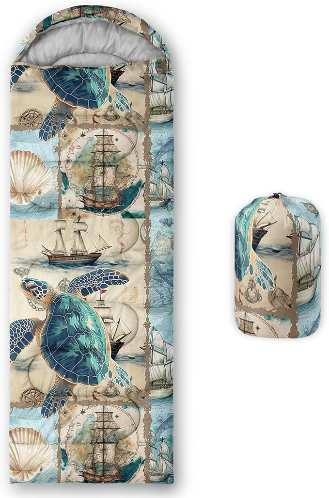 Sleeping Bags for Adults and Kids，3D Printing Camping Sleeping Bag for Girls Boys Lightweight Waterproof Cold/Warm 3-Season，Outdoor Travel with Compression Bags