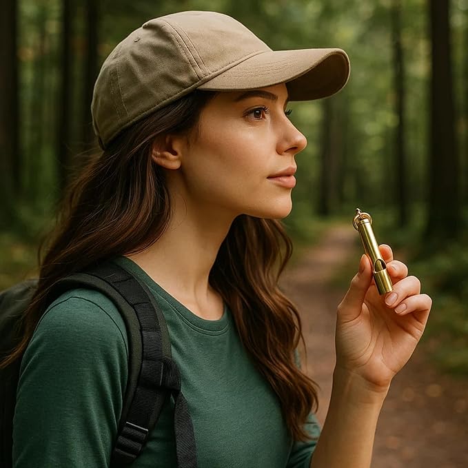 Loudest Brass Whistle Best Premium Emergency Whistle 125db+ One Piece Outdoor Survival Whistle On Key-Chain or Hang Around Your Neck and Carry it Anywhere!