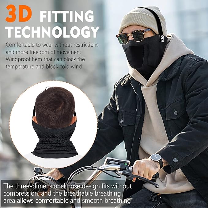 Winter Neck Warmer Gaiter Ski Face Mask, Breathable Fleece Balaclava Windproof Cold Weather Scarf