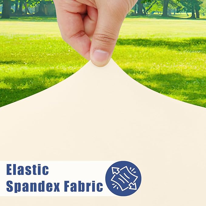 Spandex 5 Foot Rectangle Table Cloth 2 Pack, Elastic Fitted Tablecloths for Picnic, Stretch Washable Patio Table Cover for Outdoor, Camping, Banquet and Parties (Champagne, 36"x60")