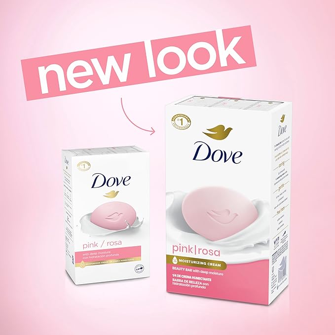 Dove Beauty Bar Soap Pink Rosa, 8 Bars for Soft, Smooth Skin, Cleans & Moisturizes 3.75 oz