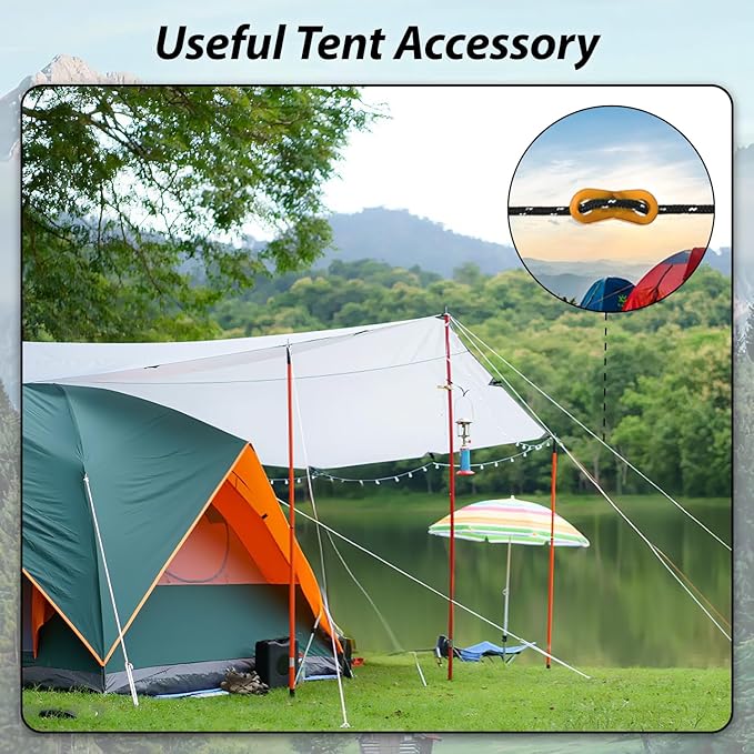 CONBOLA 6 Pack 5 mm Guy Lines Ultralight Tent Cords with Aluminum Adjuster Tensioner Outdoor Camping Guylines Ropes for Tent Tarp, Canopy Shelter, Climbing, Hiking Backpacking Gear