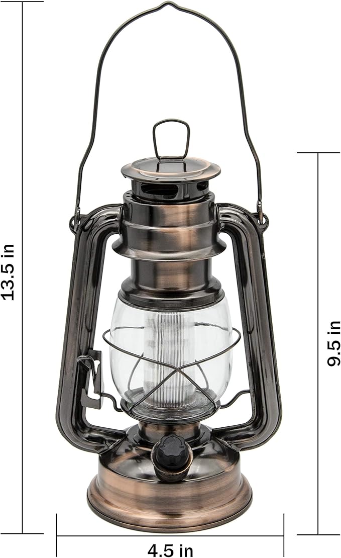 YAKii LED Vintage Lantern Metal Hanging Hurricane 12 LED Dimmer Switch Warm White Battery Operated Lantern Power Outage Indoor Camping Lighting Outdoor Brooklyn Decoration(Copper Pack of 8)