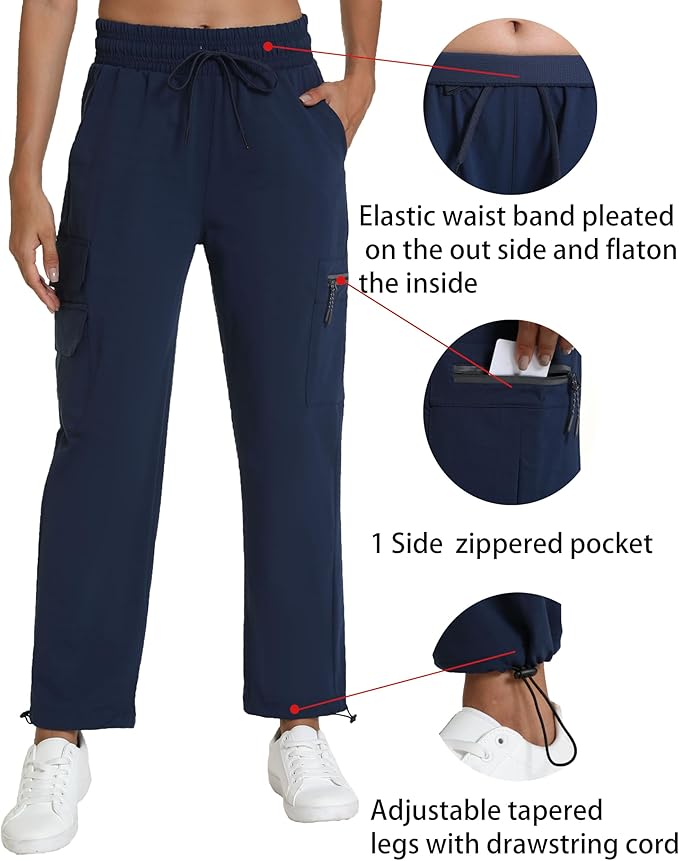 Women's Hiking Pants with Pockets - Travel Lounge Outdoor Quick Drying Lightweight Water Resistant Joggers