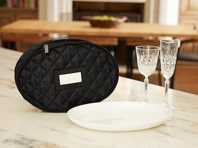 Covermates Keepsakes - Serveware Storage - Padded Protection - ID Window - Stain Resistant - Machine Washable - China Storage, Black