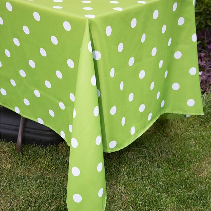 Poise3EHome 60X84 Outdoor/Indoor Tablecloth Rectangle Waterproof Spillproof for Camping Picnic Party Patio Table Spring, Green Polka Dot
