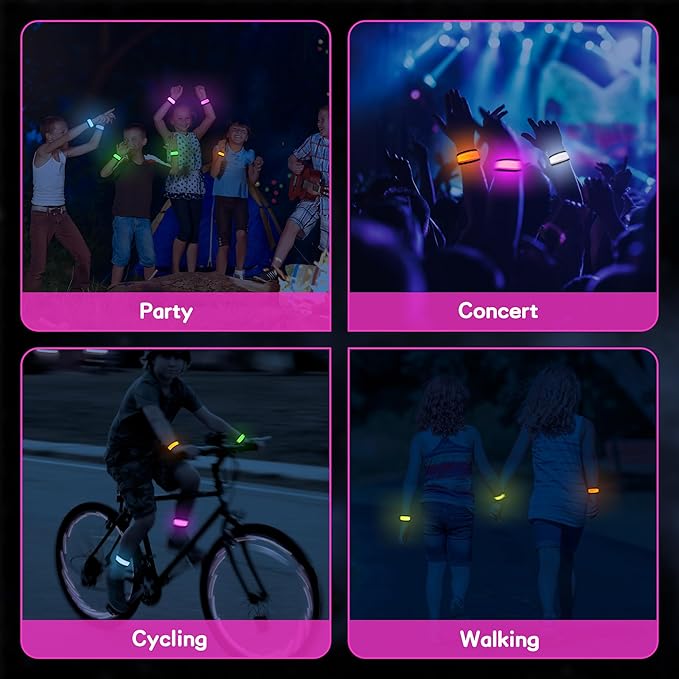 6 PCS LED Reflective Gear, LED Wristbands, LED Light Up Wristbands for Walking, Running, Jogging, Concerts, Sports, Camping, Sporting Events, Party, Rave Accessories