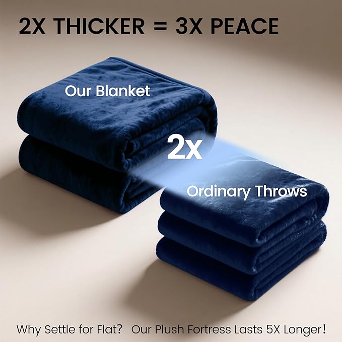 gogobunny Waterproof Bed Blanket, Reversible Sherpa Fleece Throw Blanket for Dog Puppy Cat, Furniture Cover Protects Bed Couch Sofa from Liquid Pee and Pet Fur (Navy Blue, 90x108 inches)