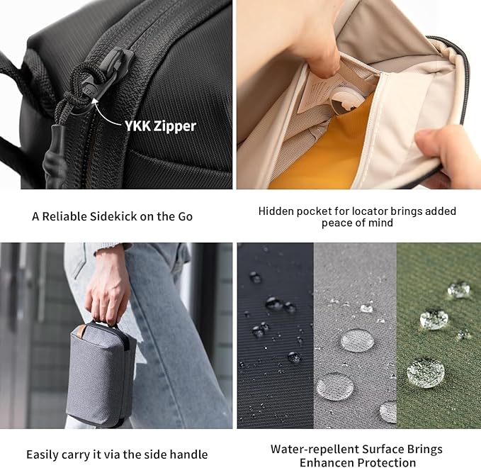 PGYTECH Mini Travel Tech Organizer, Waterproof Tech Pouch, Electronics Accessories Organizer Carrying Case, Cable Organizer Bag for Cables, Cord, Phone Batteries, Charger,Photography SD Card, Black