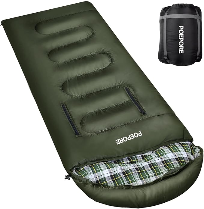 Flannel Sleeping Bag Cotton 0 Degree Cold Weather for Adults XXL Wearable Sleeping Bag 4 Seasons Waterproof with Compression Sack