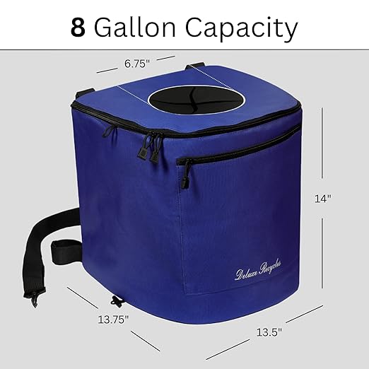 Portable Trash Can for Boating and Camping - Durable and Collapsible with Inner Bin - Kayak, Fishing, Beach, Hiking and Camping Essentials, Boat Accessories 8 Gallon Trash Can (Blue)
