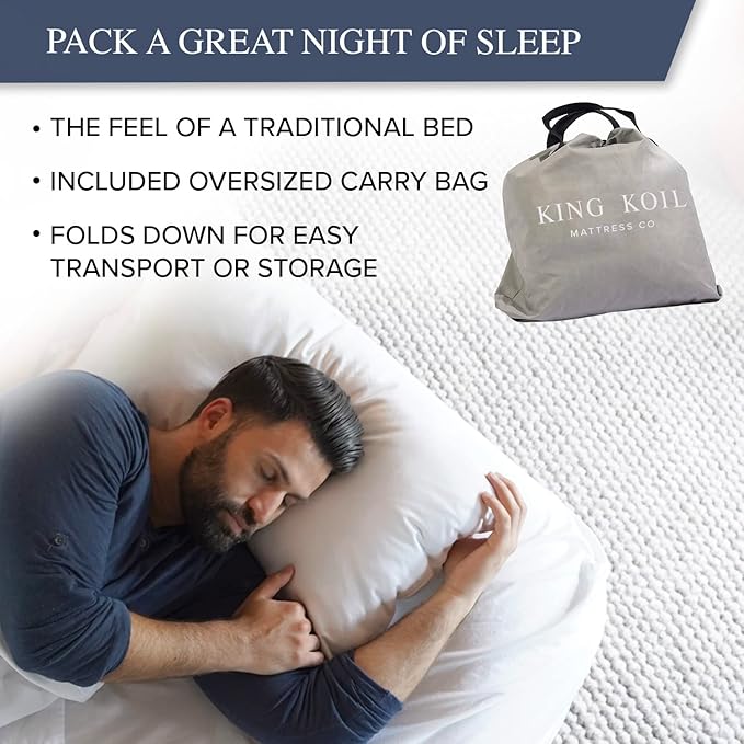 King Koil Luxury Twin Air Mattress with Built-in High Speed Pump for Camping, Home & Guests - 16" Twin Size Double High Airbed Luxury Inflatable Blow Up Mattress Waterproof