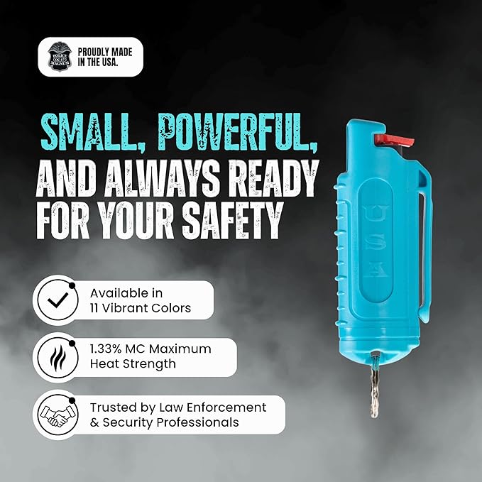 Police Magnum Keychain Pepper Spray Self Defense Belt Clip Holder - 3 Pack Tactical Maximum Strength OC with Dye - Small Safety Key Chains for Women & Men - Made in The USA