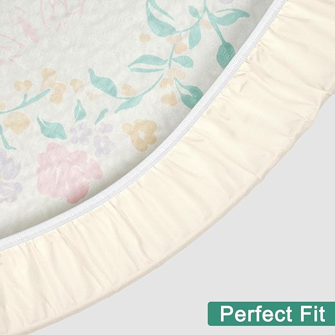 Round Tablecloth Fitted Elastic Table Cover Waterproof Table Cloth for Dinner, Party, Picnic,Camping, Round Table Cover for Indoor Outdoor