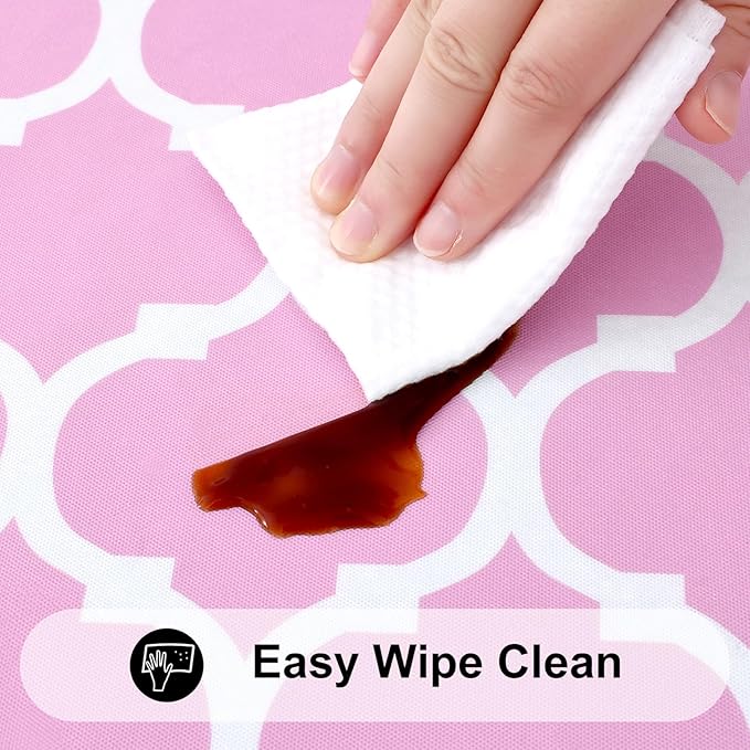 Smiry Rectangle Picnic Table Cover, Waterproof Elastic Fitted Camping Tablecloths for 4 Foot Tables, Wipeable Flannel Backed Vinyl Tablecloth Protector for Indoor, Outdoor (Pink, 30x48 Inches)