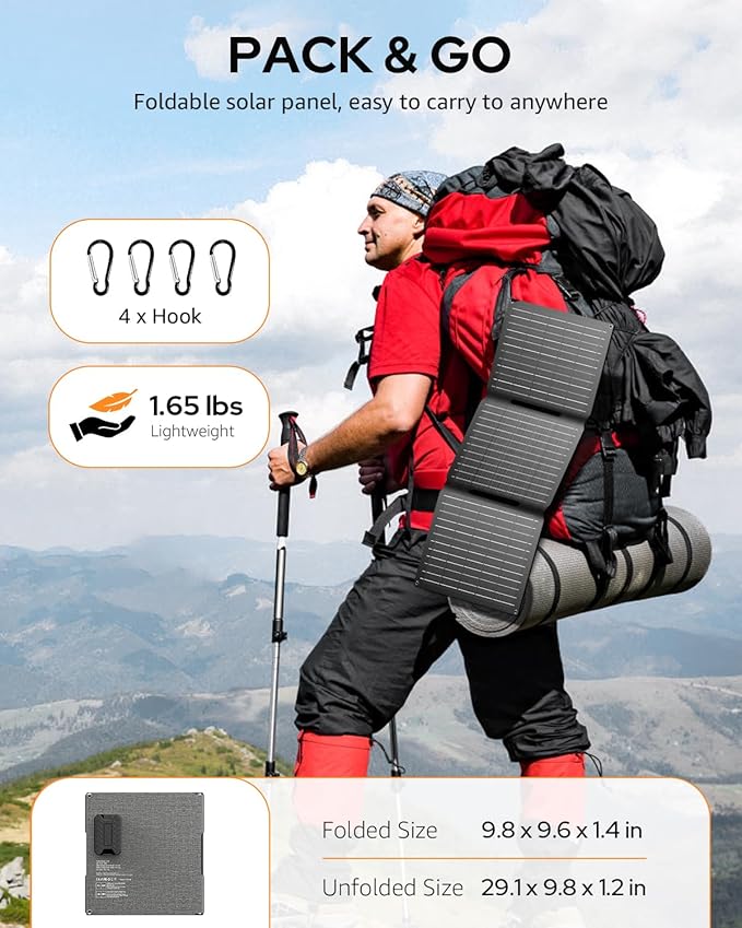 Apowking Portable Solar Panels 30W, Foldable Solar Panel Charger for Power Station, Cellphone, Laptop, Solar Panels with QC3.0 USB, Type C and DC 18V Output for Camping RV Trip