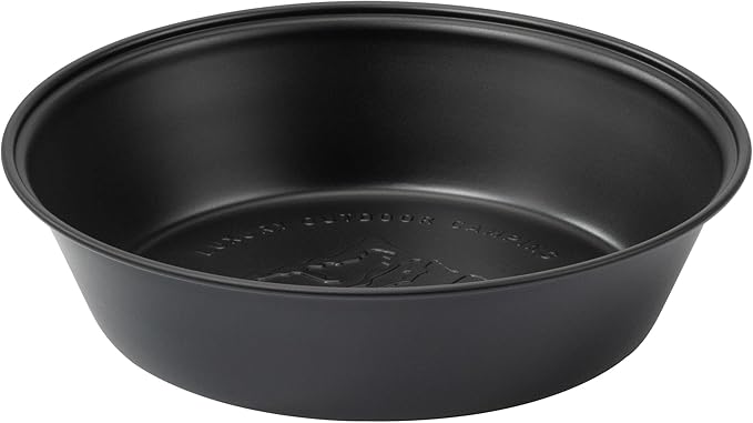 Stainless Steel Plates, Round Deepdish Dinnerware Cookware for Camping Outdoor Kitchen, 2pcs Set, Black