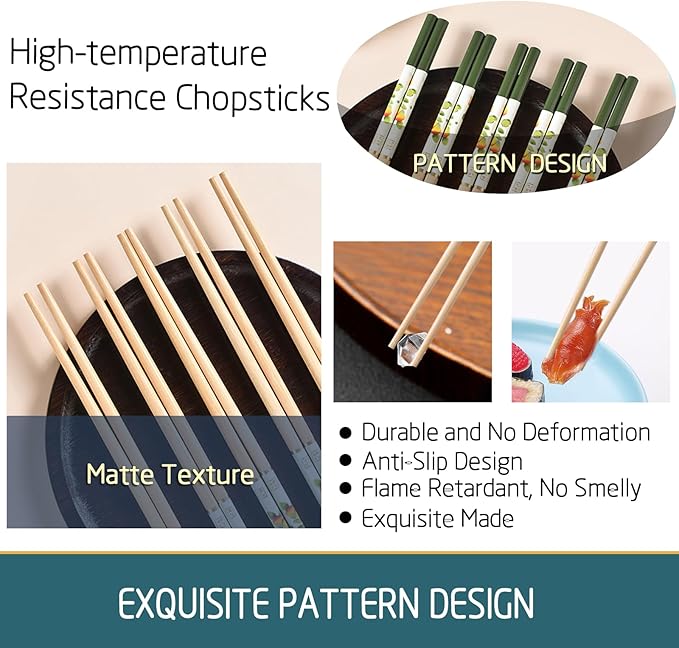 200 pairs Bamboo Chopsticks 9.4 Inches with Chinese & Japanese Styles Reusable Bulk, Dishwasher Safe-Persimmon