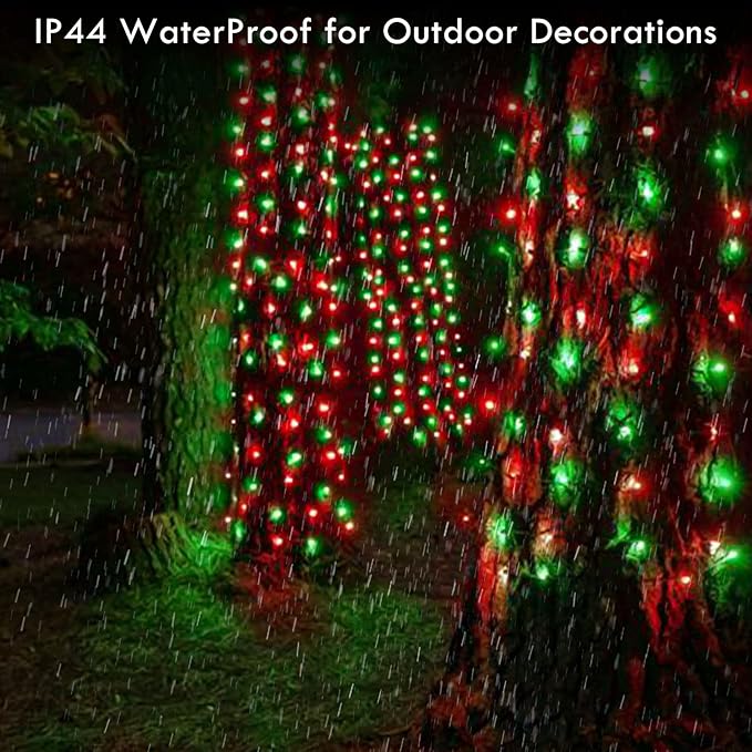 Extra-Long String Lights Outdoor Indoor, 200 LED Upgraded Super Bright Christmas Lights, Waterproof 8 Modes Plug in Clear Wire Fairy Light for Bedroom Party Wedding Garden Patio Tree (Red & Green)