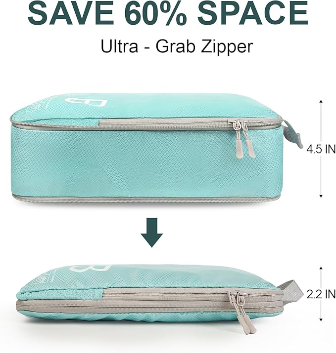 Compression Packing Cubes for Travell Fabric Packing Cubes with Smooth Zippers, Space-Saving Compression Bags for Travell, Luggage Organizers for Clothes, Shoes, and Accessories
