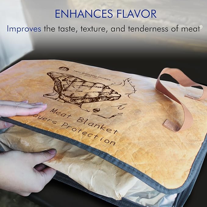 BBQ Blanket for Resting Meat, 5-Layer Insulated Meat Resting Bag for Moisture Retention and Perfect BBQ, Wide Mouth with Handle Design for Large Brisket/Pork Shoulders/Turkeys,Gifts for Men (Brown, 21 Inch)